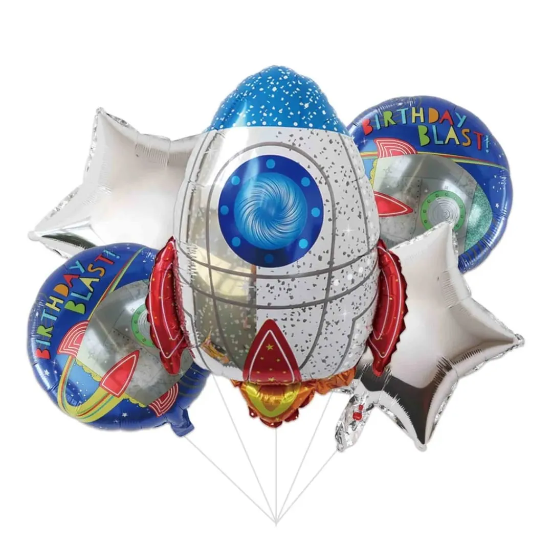 مجموعة بالونات عيد ميلاد فضاء شكل صاروخ rocket balloon set